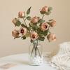 Fake Bloom Arrangement Artificial Silk Rose Home Decor Photo Props 32cm Height Flexible Stem Artificial Rose Bouquet