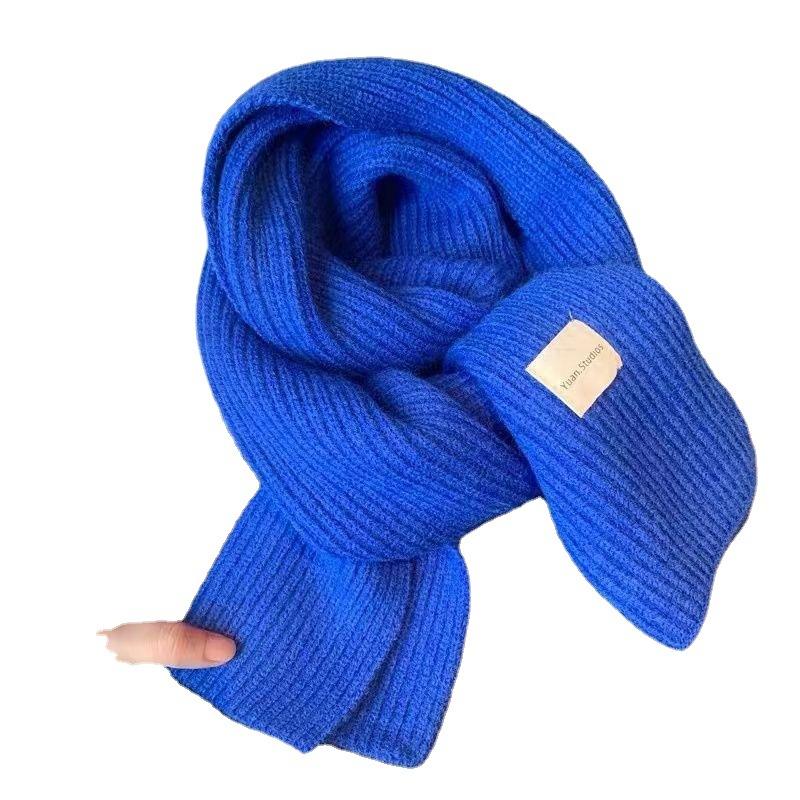 New Korean version of scarf women's color matching love autumn and winter warm versatile long thickened knitted wool scarf men and women tide