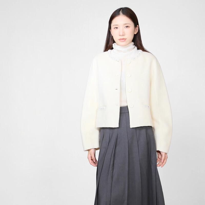 

Sweet Basil Women s Round Neck Short Woolen Coat L