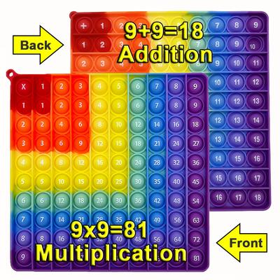 9x9 9+9 Multiplikation Addition Mathematik Lernen Push Bubble Fidget Pop Toys, Regenbogen Rechtwinkliges Pop Lernspielzeug für Kinder