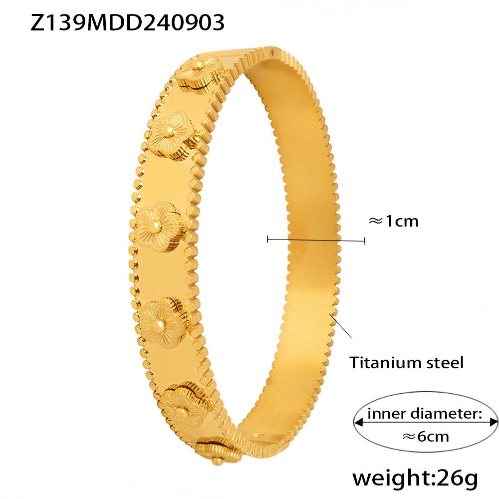 Exquisite Temperament Kaleidoscope Ring & Flower Bracelet Set in 18K Gold-Plated Titanium Steel