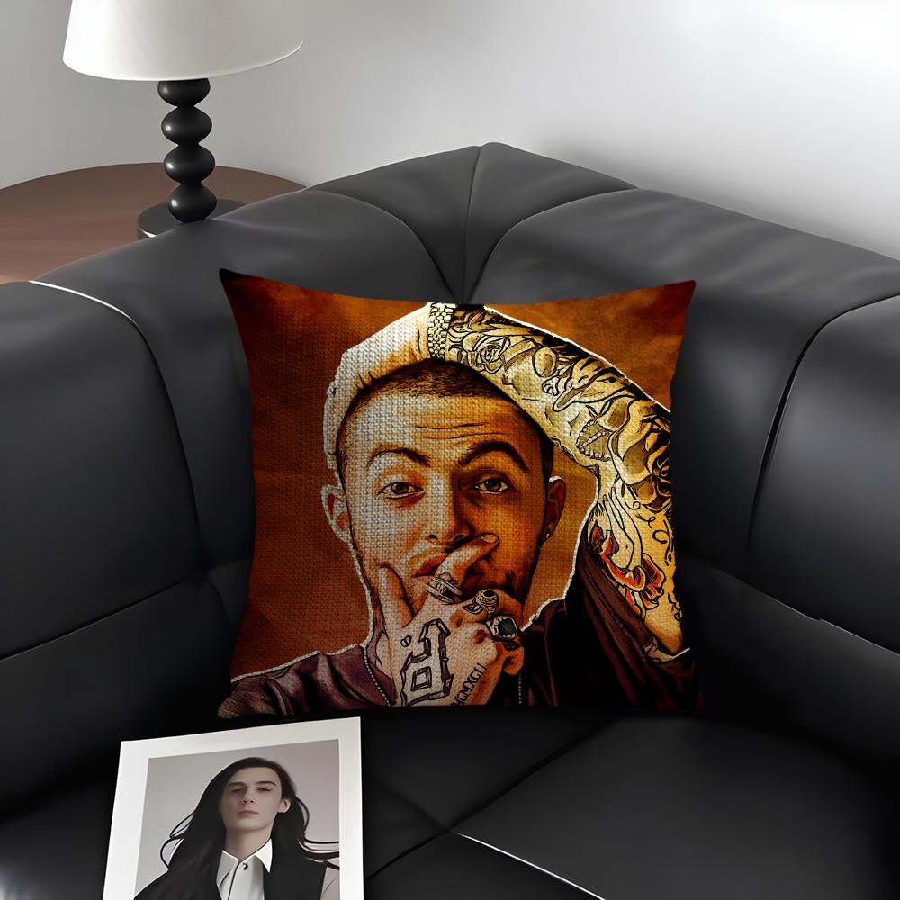 M-Mac Millerr Rapper Cushion Cover Natural Linen Organic Fabric Double-Sided Printing Sofa Home Decor Gift Pillow Case