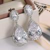 Huitan Eternity Wedding Earrings for Women Brilliant Crystal Pear Cubic Zirconia Anniversary Love Gift Luxury  Wholesale