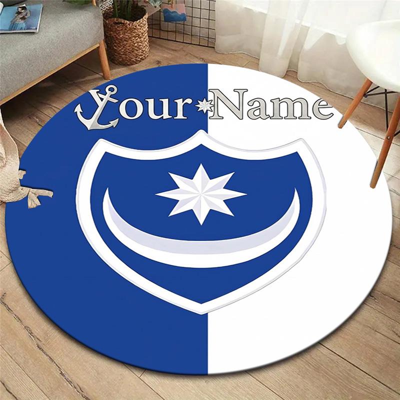 Nautical Crest Shield Custom Name Round Area Rug Carpet Rug For Living Room Bedroom Sofa Playroom Decor Nonslip Floor Mat