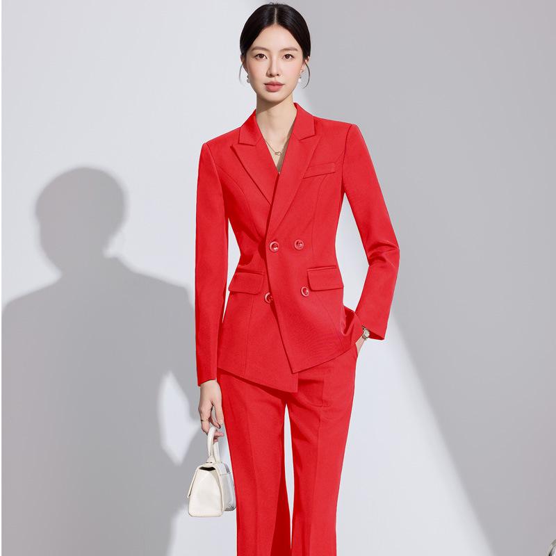 Women's White Autumn 2025 Suit Set: Elegant Long Sleeve Blazer & Professional Workwear