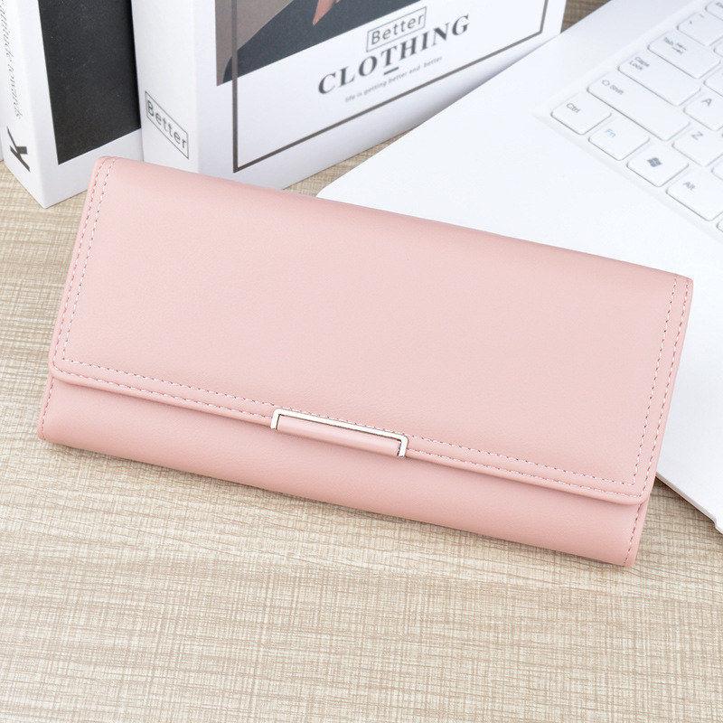 

Женские модные длинные кошельки из искусственной кожи, тройной держатель для карт, повседневный кошелек, сумки 19.2*9.5*3cm розовый