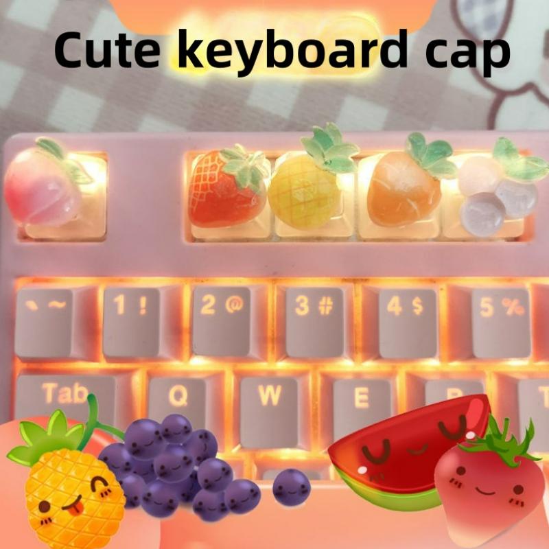 

Прозрачный колпачок для клавиатуры Diy Fruit для механической клавиатуры Cherry Axis, специальный розовый, клубничный, персиковый, дополнение ESC OEM R4