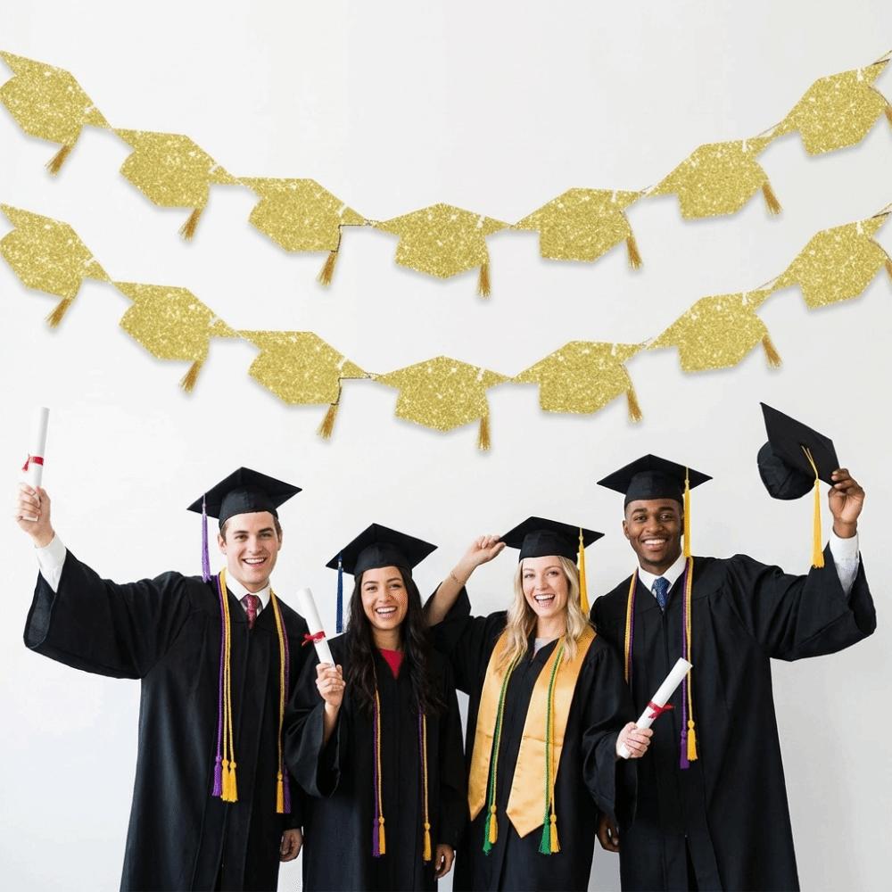 2Pcs Reusable Bachelor Hat Banner with Tassels Paper Pull Flag Party Supplies