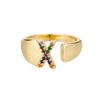 Rainbow Zircon Letter Rings For Women Mote Chunky Bred Letter AZ Rustfritt stål Ring Bryllup Boho Smykker Gave 2024