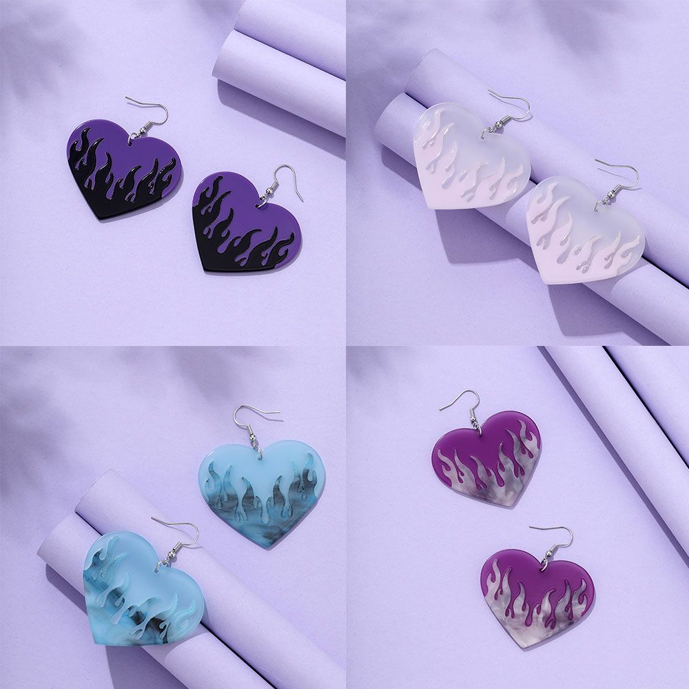 

Уникальные персиковые сердца с пламенем и красочными винтажными серьгами в стиле готики Harajuku