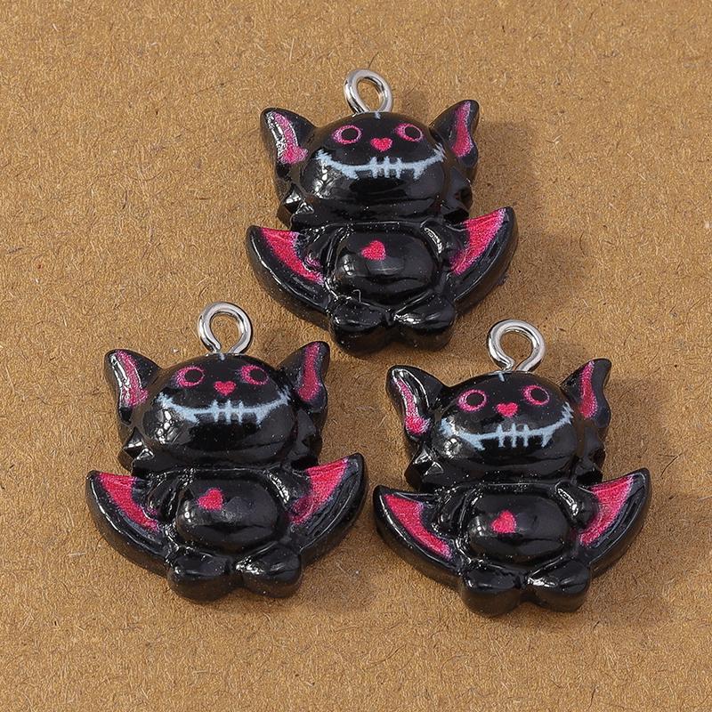 10pcs Cute Resin Halloween Charm Bat Ghost Pumpkin Pendants for Earrings Necklace DIY Bracelet Jewelry Making Accessories