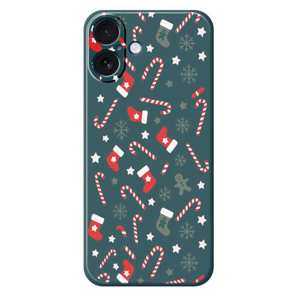 Für iPhone 17 Hülle Rot Grau Socken und Zuckerstangen Musterdruck Gerade Kante TPU Handy Rückseite