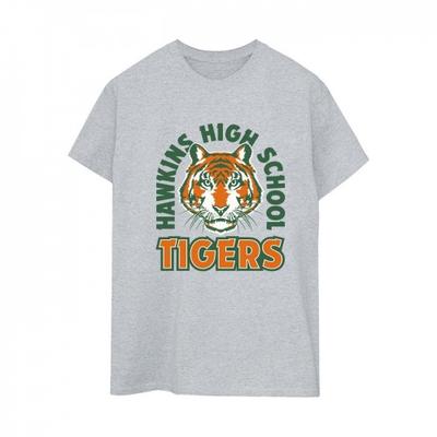 Netflix Dam/Damer Stranger Things Hawkins Arch Tiger Bomulls Pojkvän T-shirt