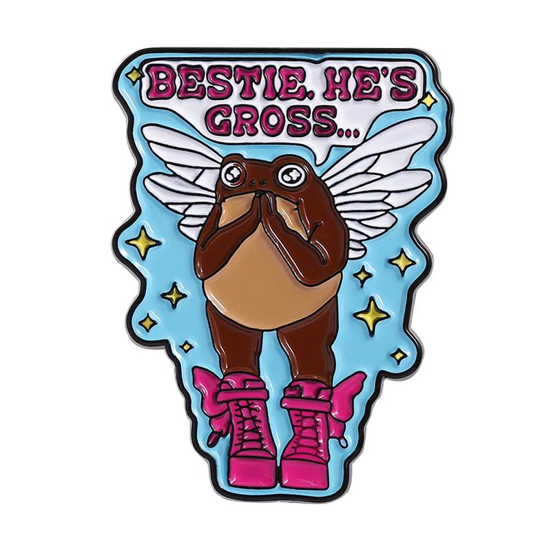 

Bestie He s Gross Enamel Pin Cartoon Fairy Toad Funny Quote Brooch Lapel Backpack Badge Jewelry Gift for Best Friends
