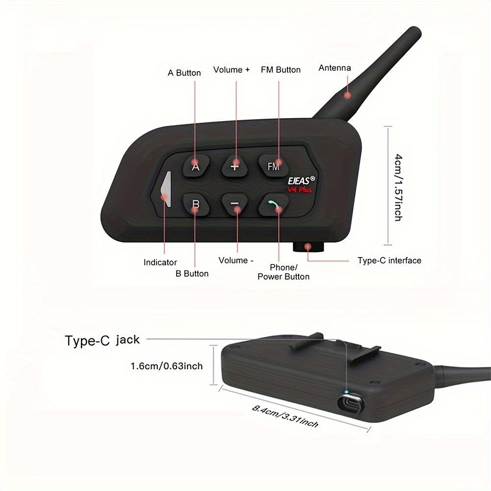 Motorcycle Helmet Bluetooth 5.1 Intercom with 1500m Range, 18h Talk Time, CVC Noise Cancelling & Waterproof Design