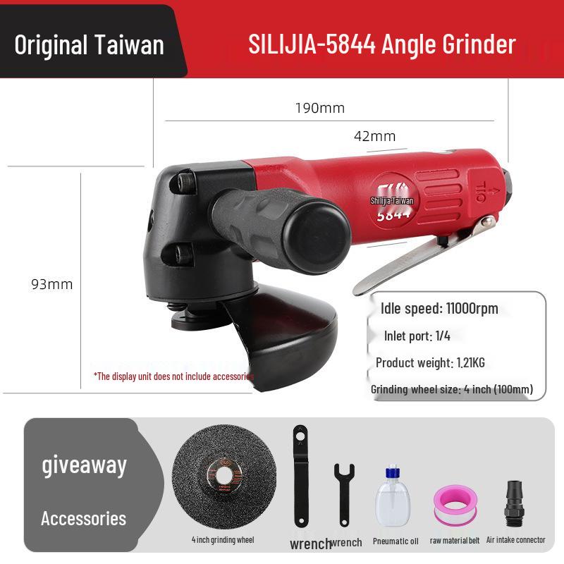 4" Pneumatic Angle Grinder, 5" Industrial-Grade Multipurpose Air-Powered Polisher & Cutter.