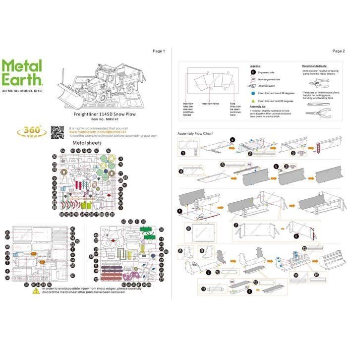 Metal earth fascinations freightliner 114sd snow plow puzzle 3d en métal