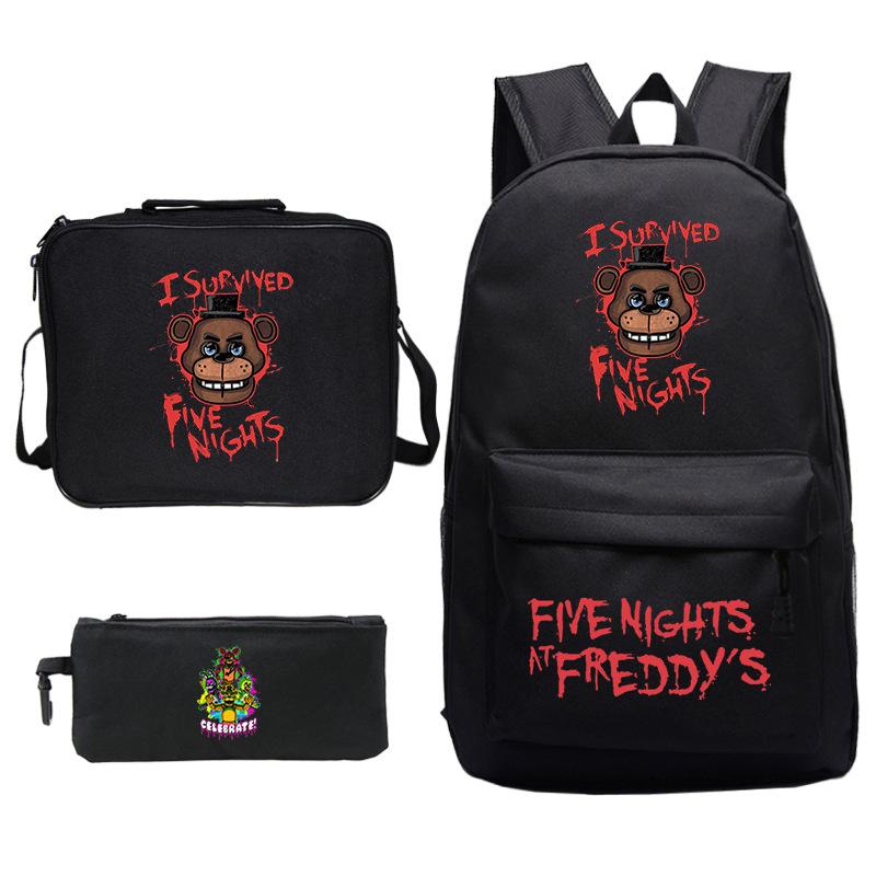 Teddy Bear Game Merchandise Primary School Backpack + Lunch Bag + Pencil Case Three-Piece Set
