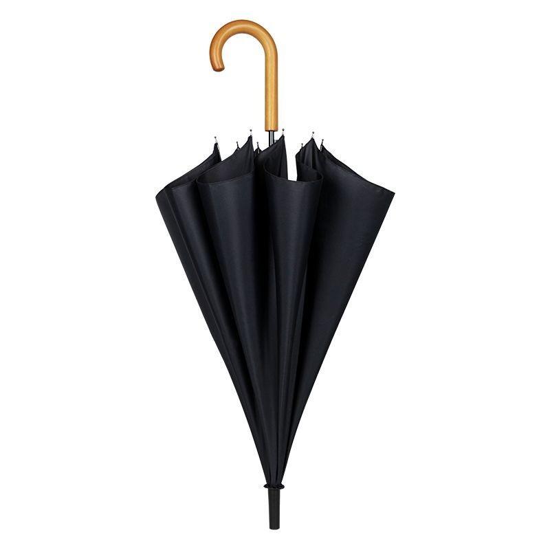 Semi-automatic Straight-handle Umbrella Reinforced Wind-resistant Solid Wood Curved Handle Long-handled Business Golf Umbrella
