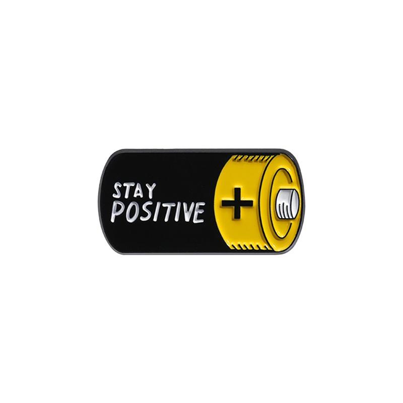 

Stay Positive Cartoon Battery Enamel Pin Keep Good Vibes Inspirational Brooch Lapel Badge Jewelry Accessories Gift for Friends