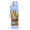 1PC Rabbit Family Book Scene Print 750ml Color Plastic Sports Water Bottle Leakproof Flip Straw Lid Suitable for Sports Office Home Use