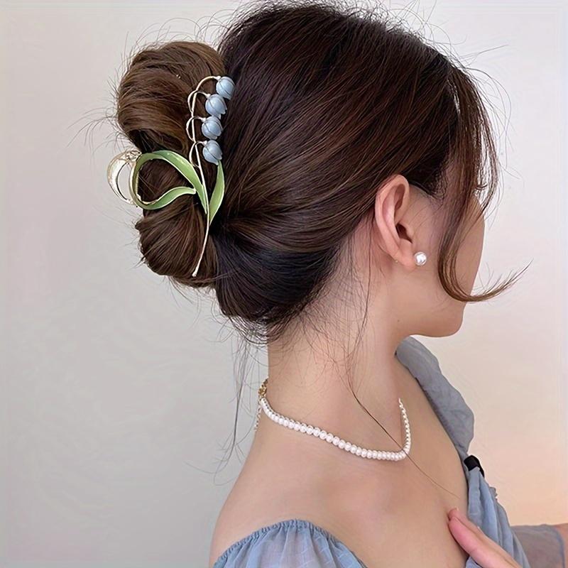 1PCS Gentle Bell Orchid Hair Clip, High-End Back Of Head Hair Clip, Large Elegant Shark Clip Headband Hair Accessory