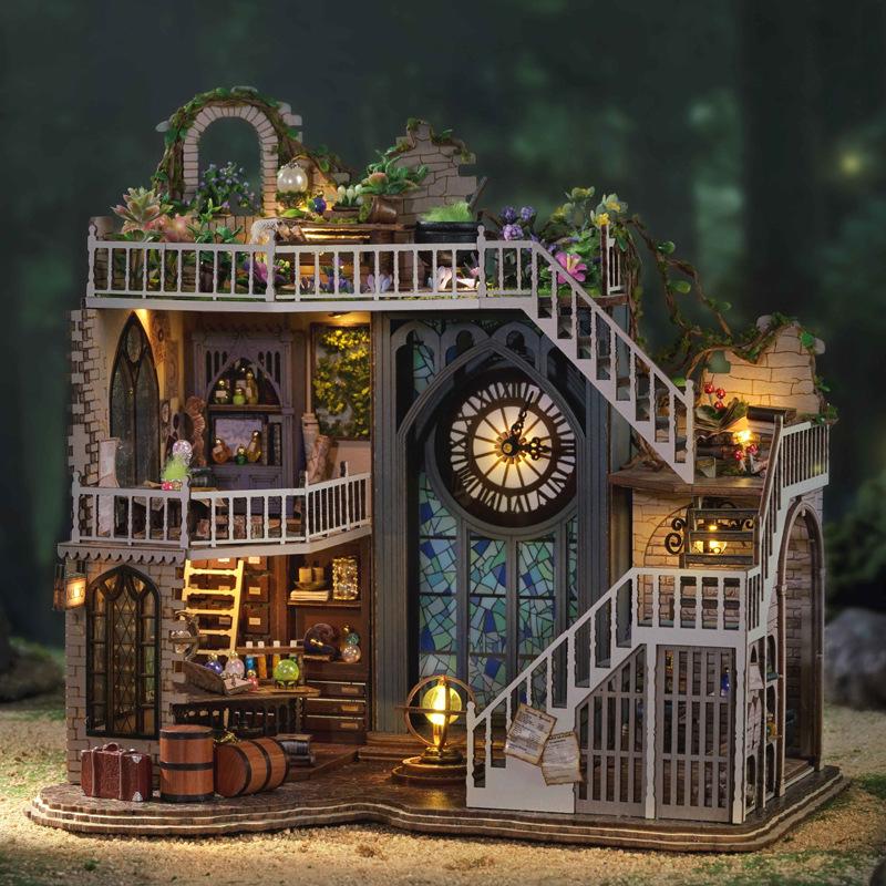 Zhi Qu Wu DIY Magic House Retro-Themed Handmade Miniature House Model DIY Kit