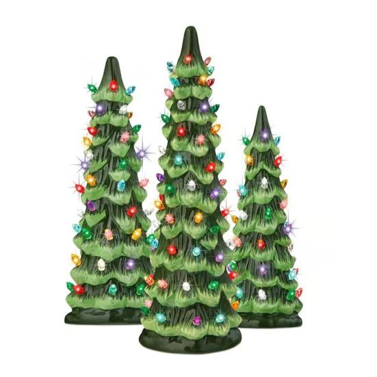 Mini Christmas Tree Figurine with Colorful LED Light Xmas Tree
