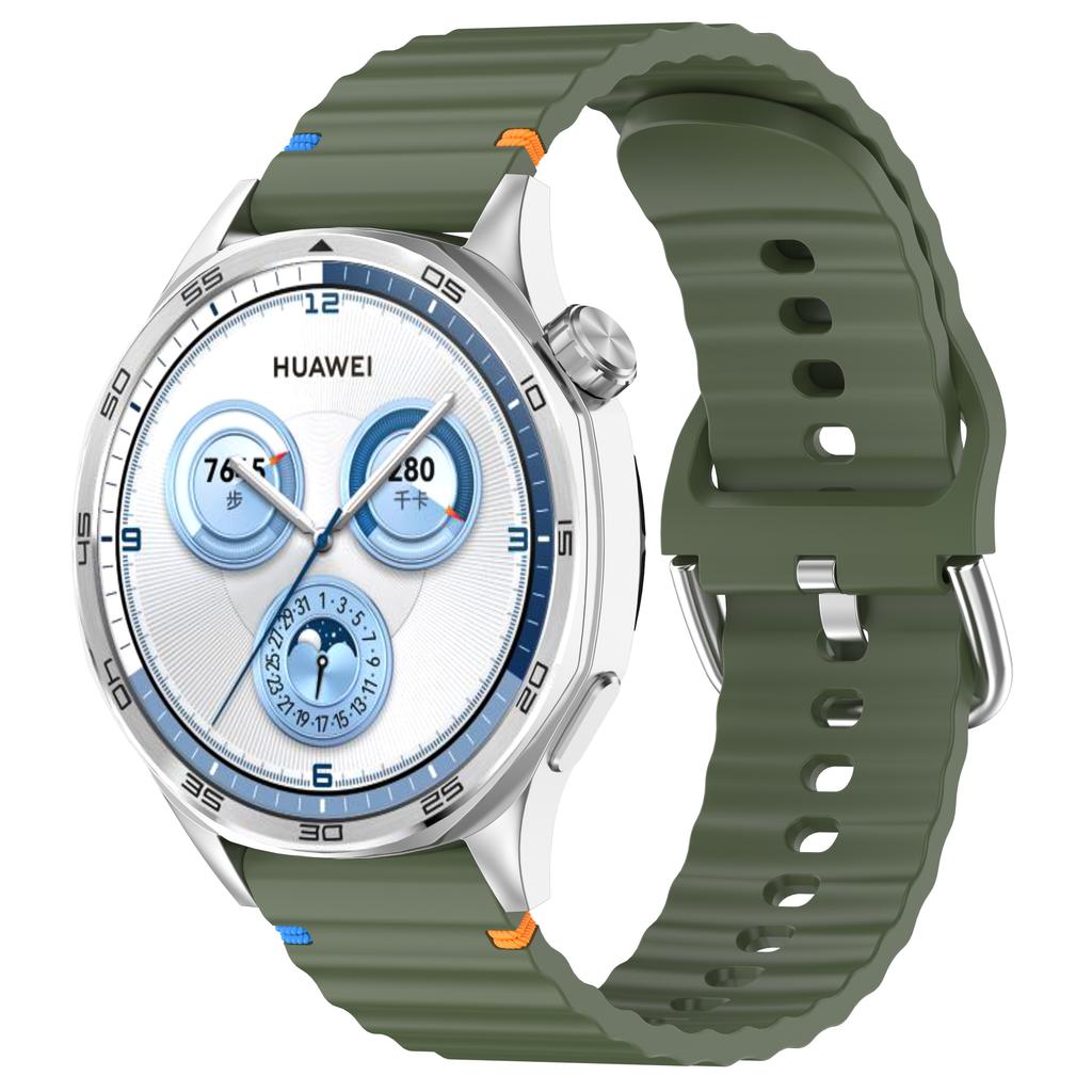 22mm Watch Strap for Samsung Galaxy Watch3 45mm/Watch 46mm/Huawei Watch 4 Pro Flat Wavy Silicone Band