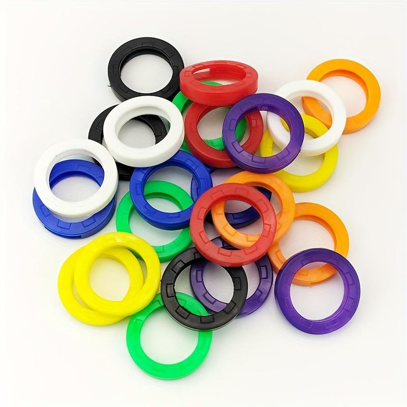 10pcs Colorful PVC Key Covers with Elastic Rings - Durable Silicone Identification Tags for Easy Key Organization, Assorted Colors
