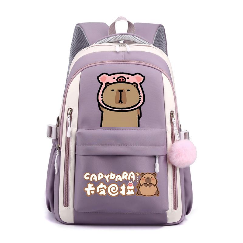 Trendy kapibara creative cartoon printing cute emoji bag for primary and secondary school students to reduce the burden of spine protection schoolbag