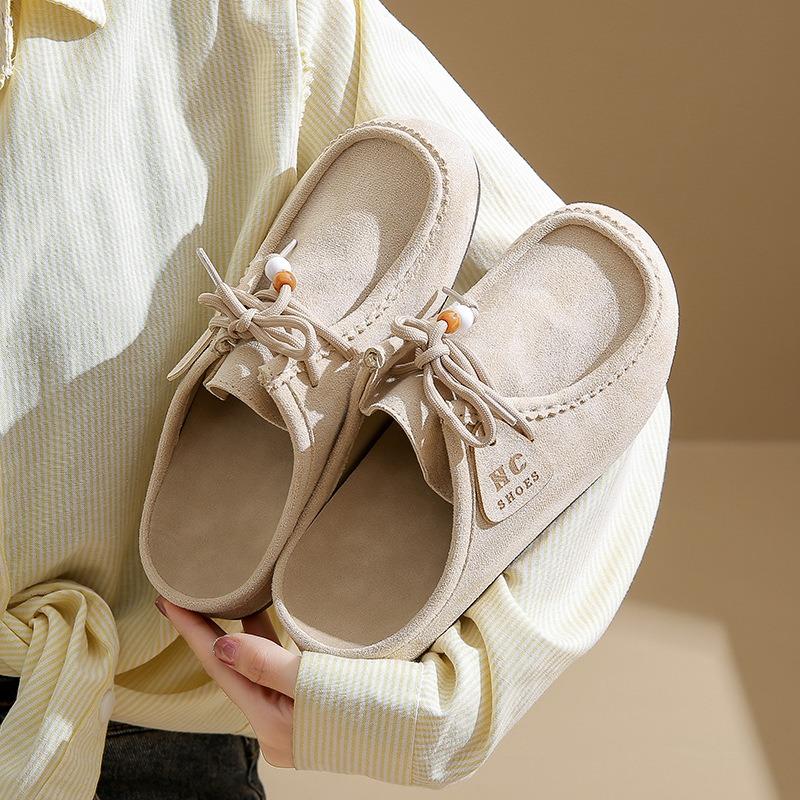 Little White Shoes Children's Autumn New Female Student Casual Trend Half Drag Versatile Women's Shoes