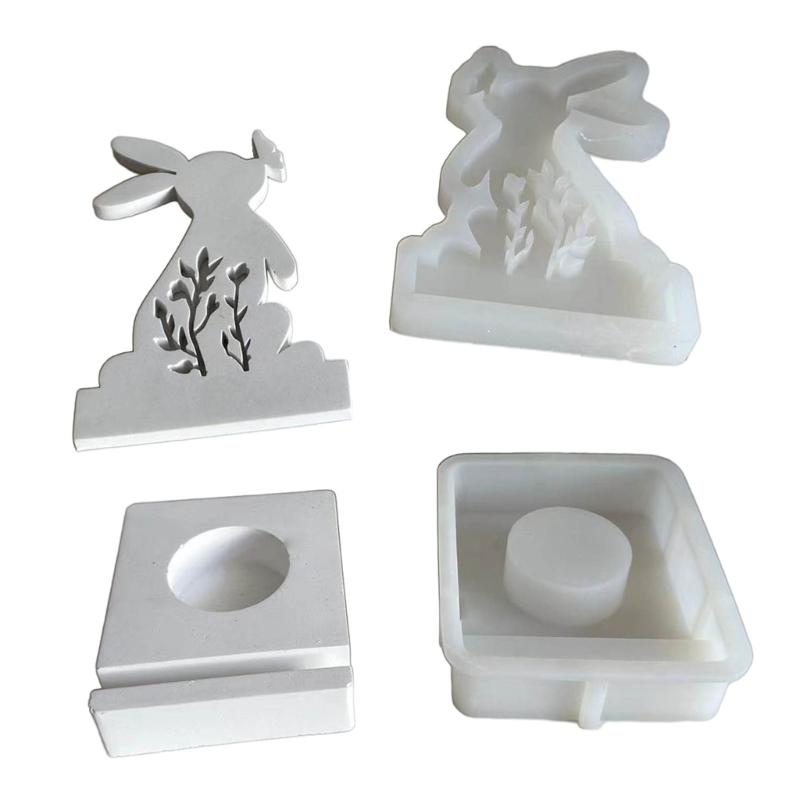 

Easter Rabbit Silicone Moulds 3D Rabbit Candle Holder Epoxy Resin Casting Moulds for Candle Holder DIY Home Decorations 1