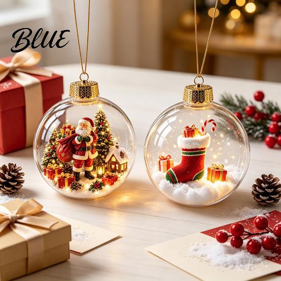 Miniature Christmas Scenes Ball Acrylic Holiday Scene Ornament Mini Glowing Story Light Up Keepsakes Hanging