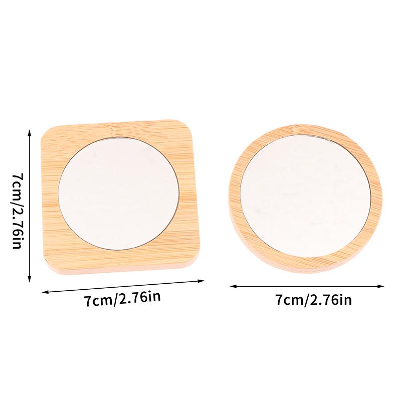 Compact Wooden Handheld Makeup Mirror – Portable Round Beauty Mirror for Personal Use