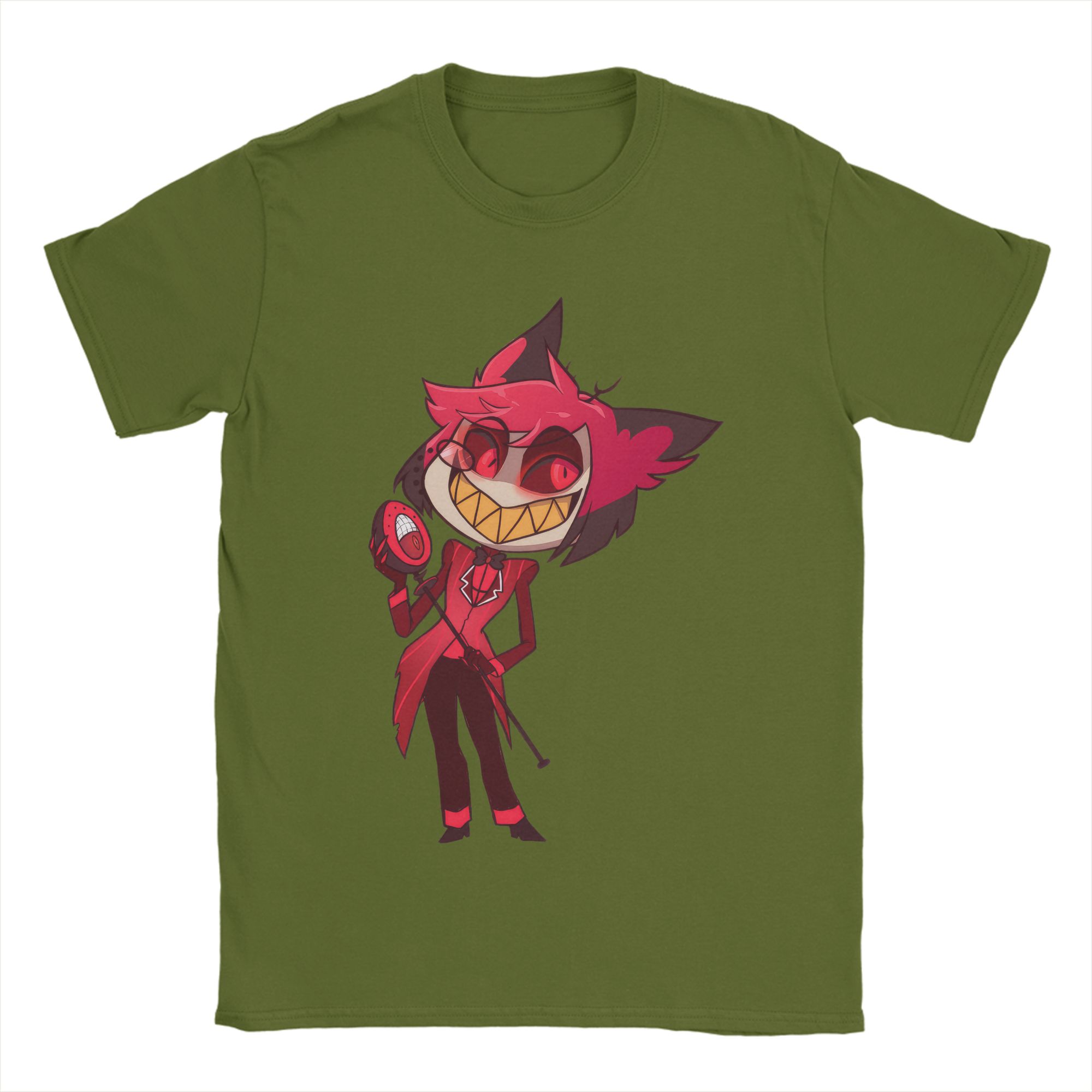 

Men s Cartoon Alastor Hazbins Hotels T Shirts Cotton Tops Vintage Short Sleeve Round Collar Tee Shirt Plus Size T-Shirts 4XL