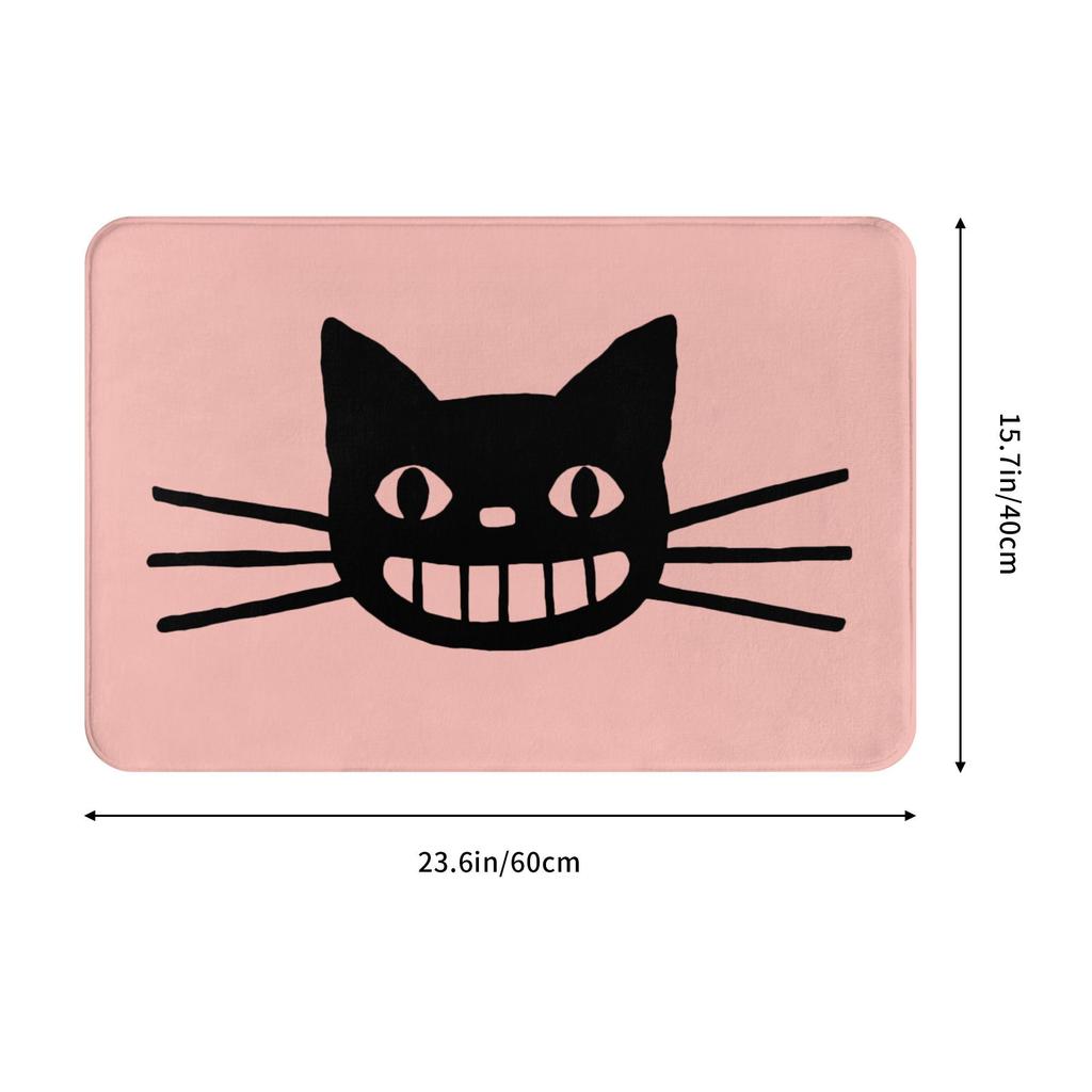 Smiling Black Cat Doormat Non-Slip Entrance Kitchen Bathroom Door Floor Mat Living Room Carpet Rug
