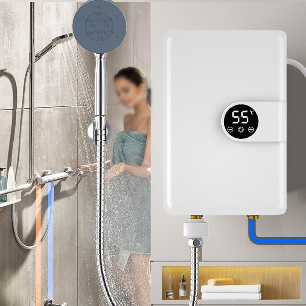Electric Water Heater 5500W with Wall Mount and LCD Display Fast Heating with Smart Control Modes for Bathroom Hot Water Supply