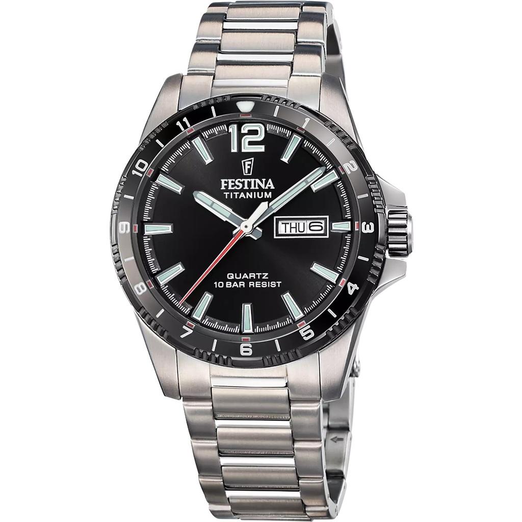 

Festina титановый черный циферблат кварцевые часы F20698-4 100M мужские часы чёрный