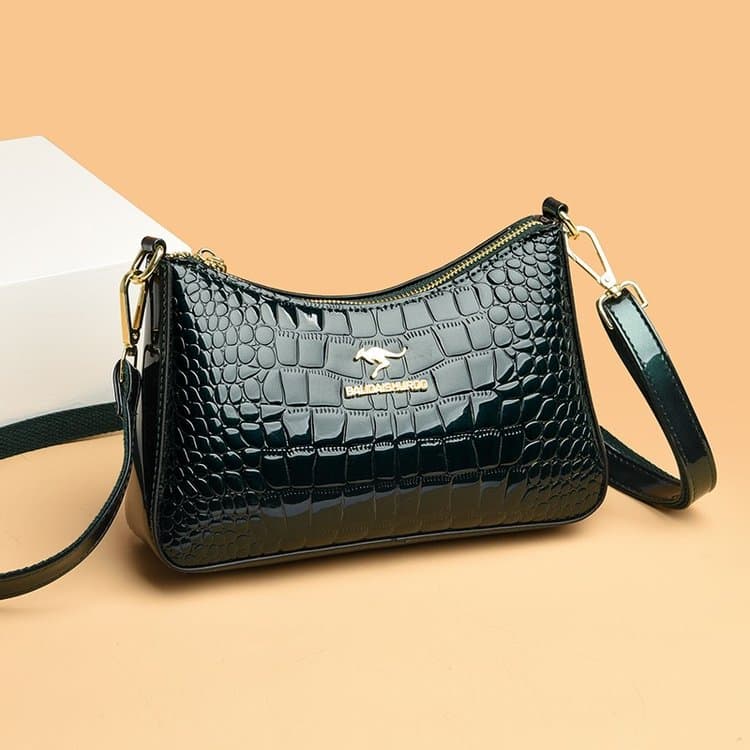 Crocodile pattern glossy underarm bag women's shoulder messenger bag