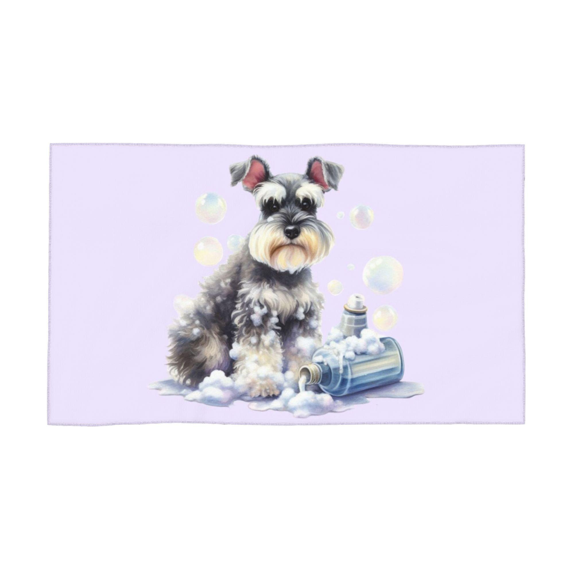 

Miniature Schnauzer Bath With Bubbles Soft Face Towel Quick Dry Pool Bath Cotton Towels Absorbent Quick W30*H60(CM)