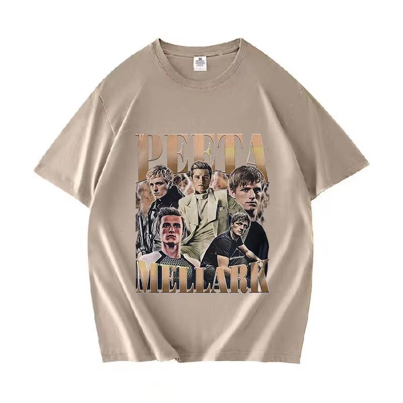 2025 Summer 90s Peeta Mellark Vintage Graphic Josh Hutcherson Print Breathable Short Sleeve100 Pure Cotton Printed Tshirt Y2k