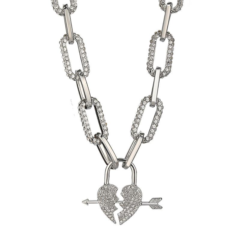 Steel Dazzling Titanium Heart Charm Necklace For Women With Stylish Lock For Trendy Looks