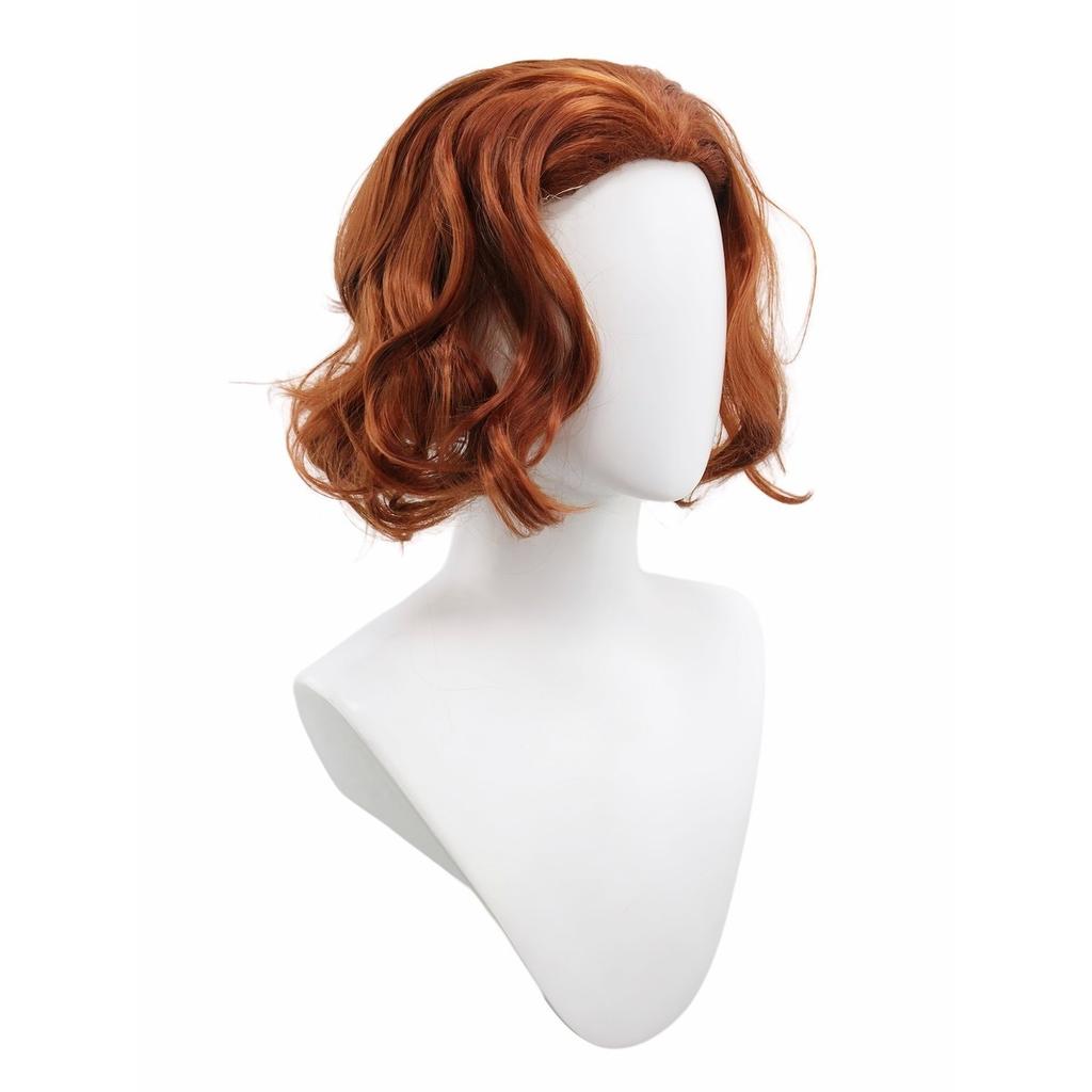reddish brown medium short curly hair synthetic wig | retro movie theme party character cos wig set | short curly wave wig