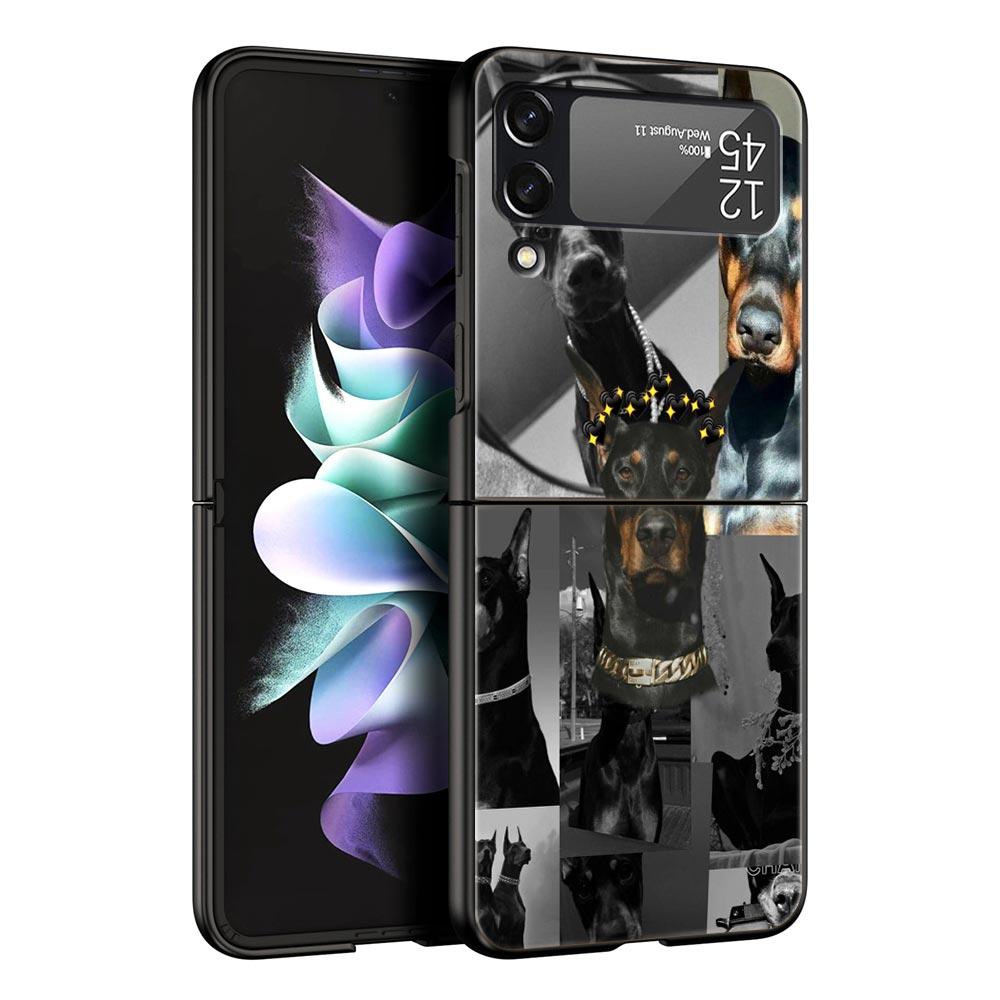 Doberman Dog Hard PC Phone Case For Samsung Galaxy Z Flip 7 6 5 4 Black Cover For Galaxy Z Flip 3 Foldable Fundas Shell Capa Bag