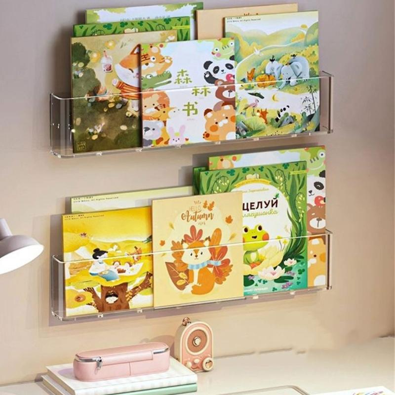 Pet Material Acrylic Book Display Stand Versatile Acrylic Wall Mount Magazine Holder Easy to Clean Book Support Holder