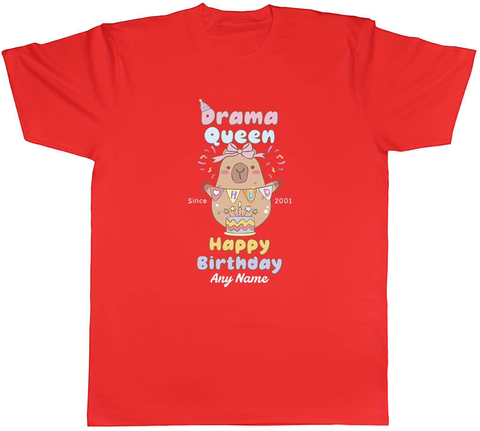 Personalised Drama Queen Happy Birthday Name Year Unisexs TShirt Tee Gift Top S