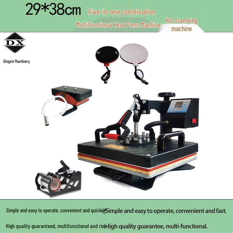 29x38cm 5-in-1 Heat Transfer Machine for Clothes, Hats, and Mugs Printing