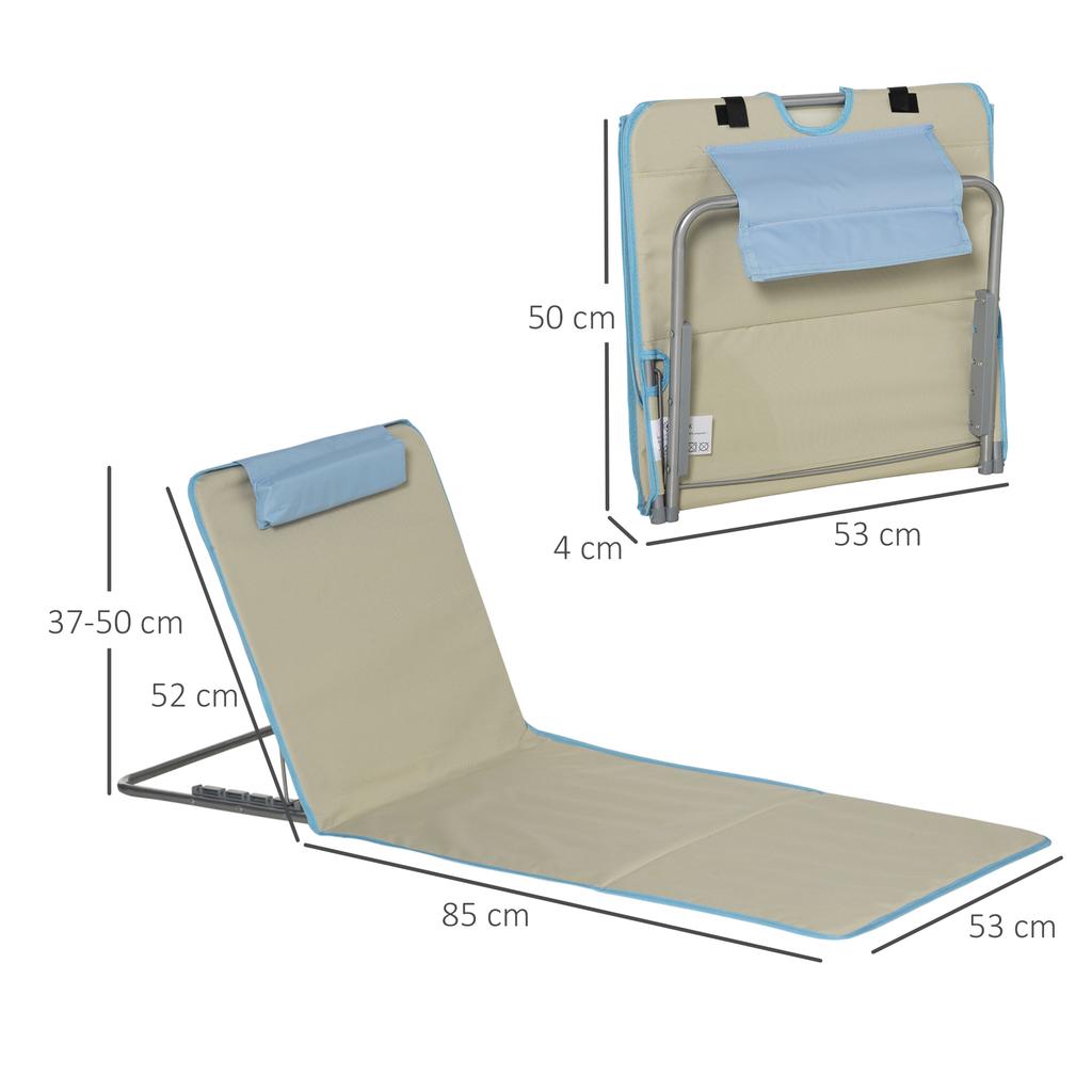 Set mit 2 Strandmatten, verstellbar, faltbar, 124L x 53B x 37-50H cm, Beige