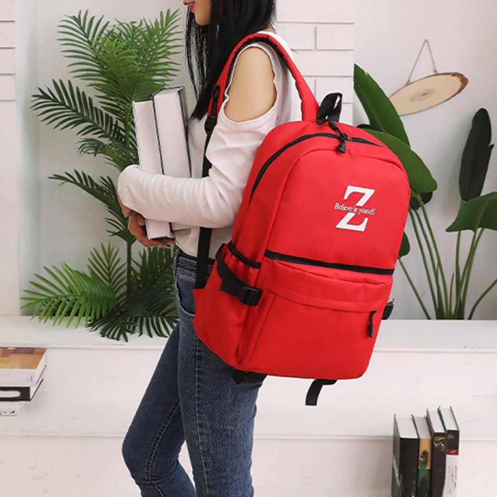 Kids Schoolbag Wide Padded Shoulder Straps Waterproof Scratch-resistant Large Capacity Letter Print Solid Color Backpack